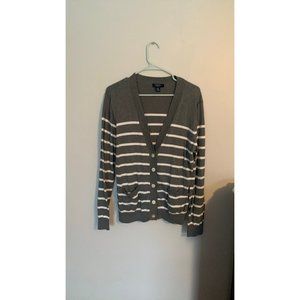 CHAPS , size XL , gray and white striped, button down cardigan